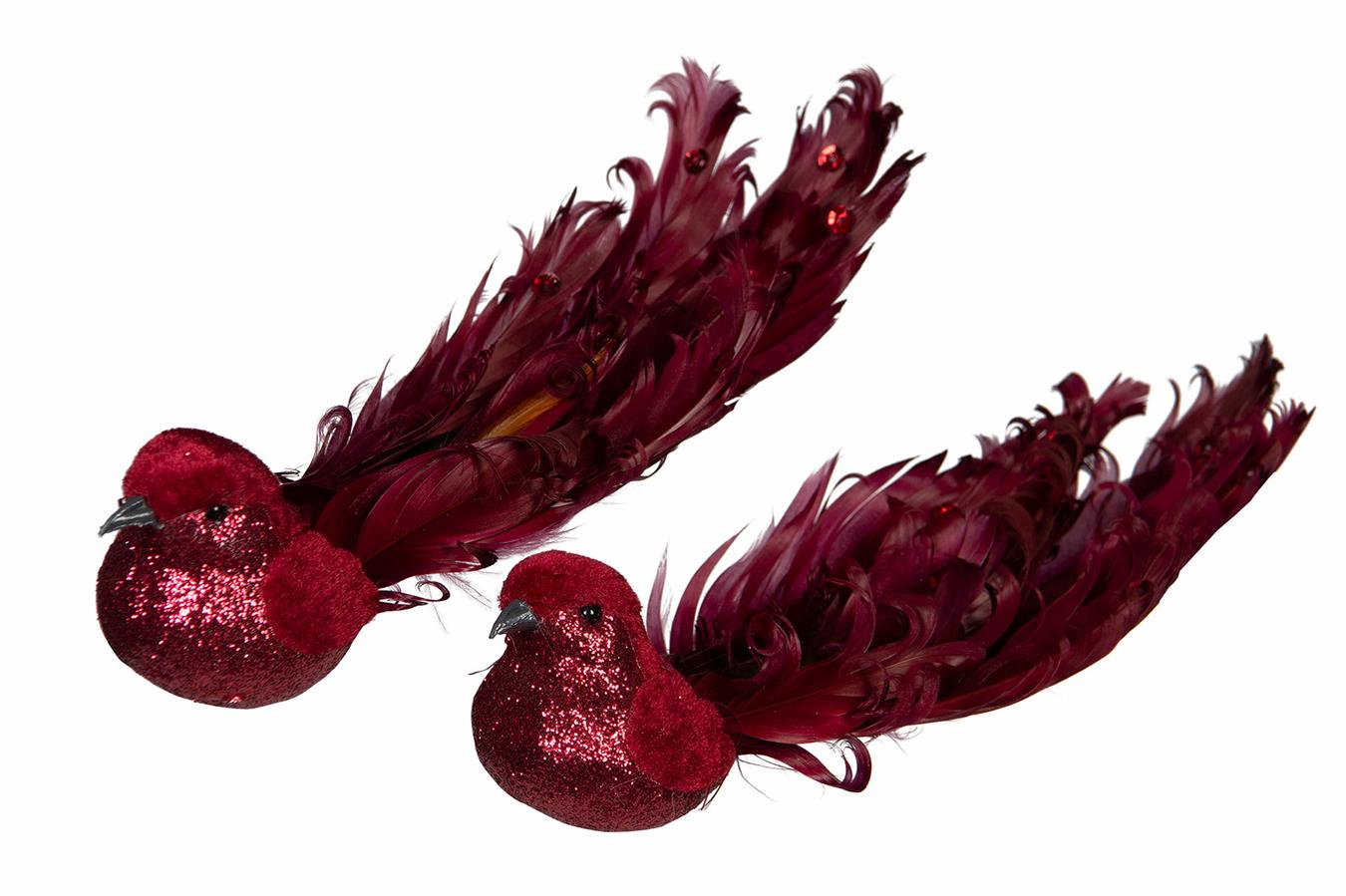 Fågel Clip velvet röd